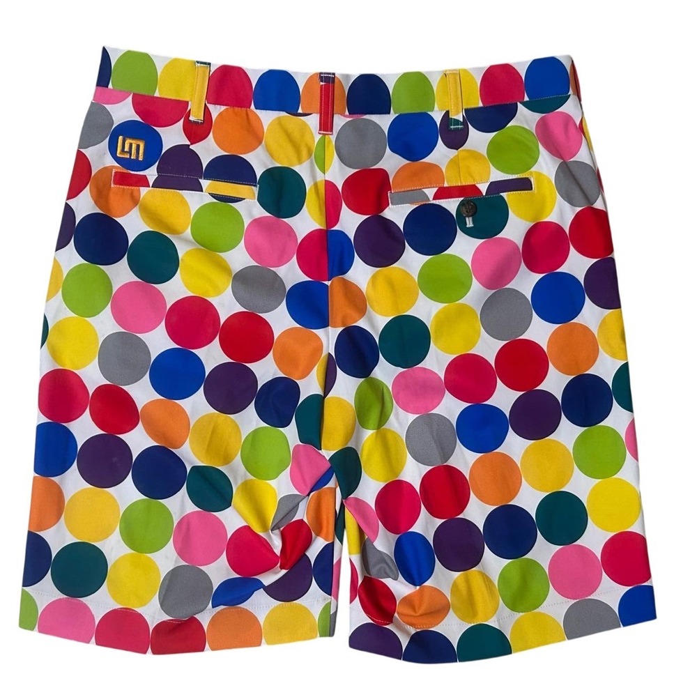 Loudmouth Golf Shorts Mens Multicolor Excellent Polka Dot Pattern 9" Inseam - Picture 3 of 10